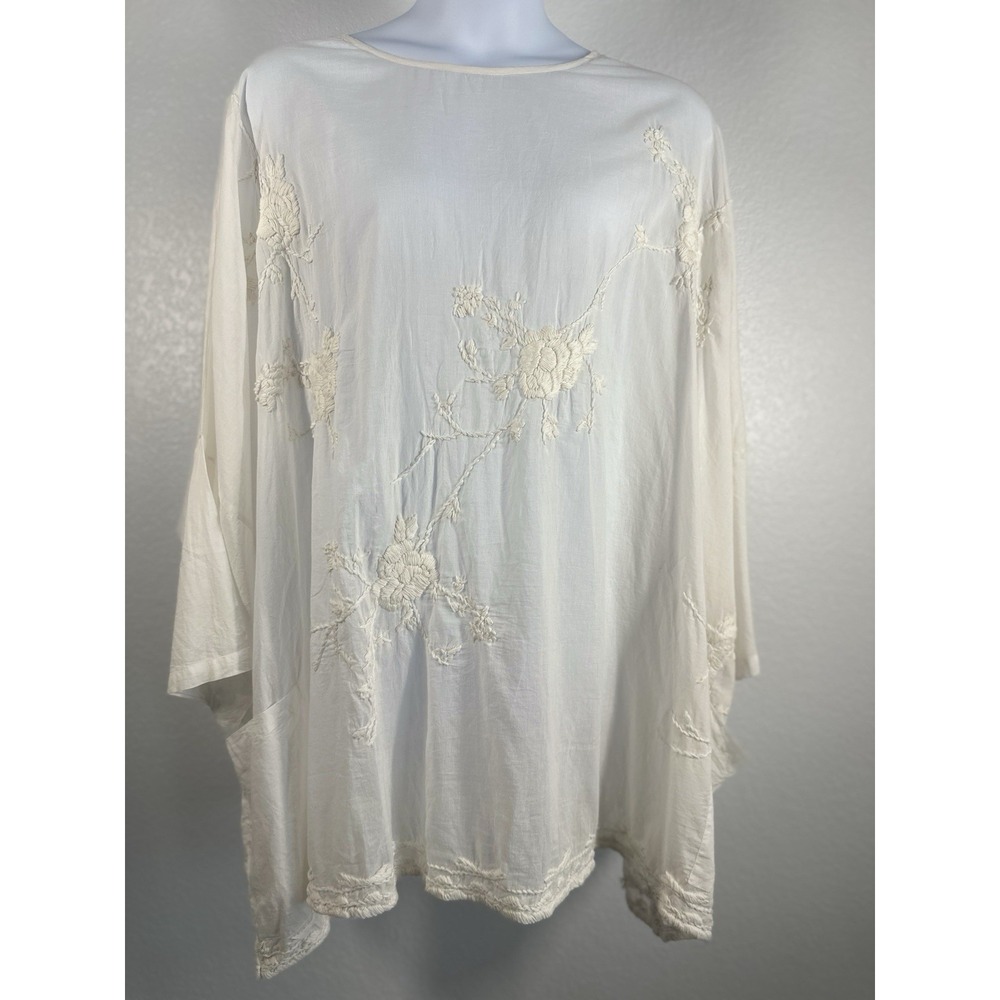 Kyla Seo Women's Sz: 2X Ivory Embroidered Oversized Tunic Boho